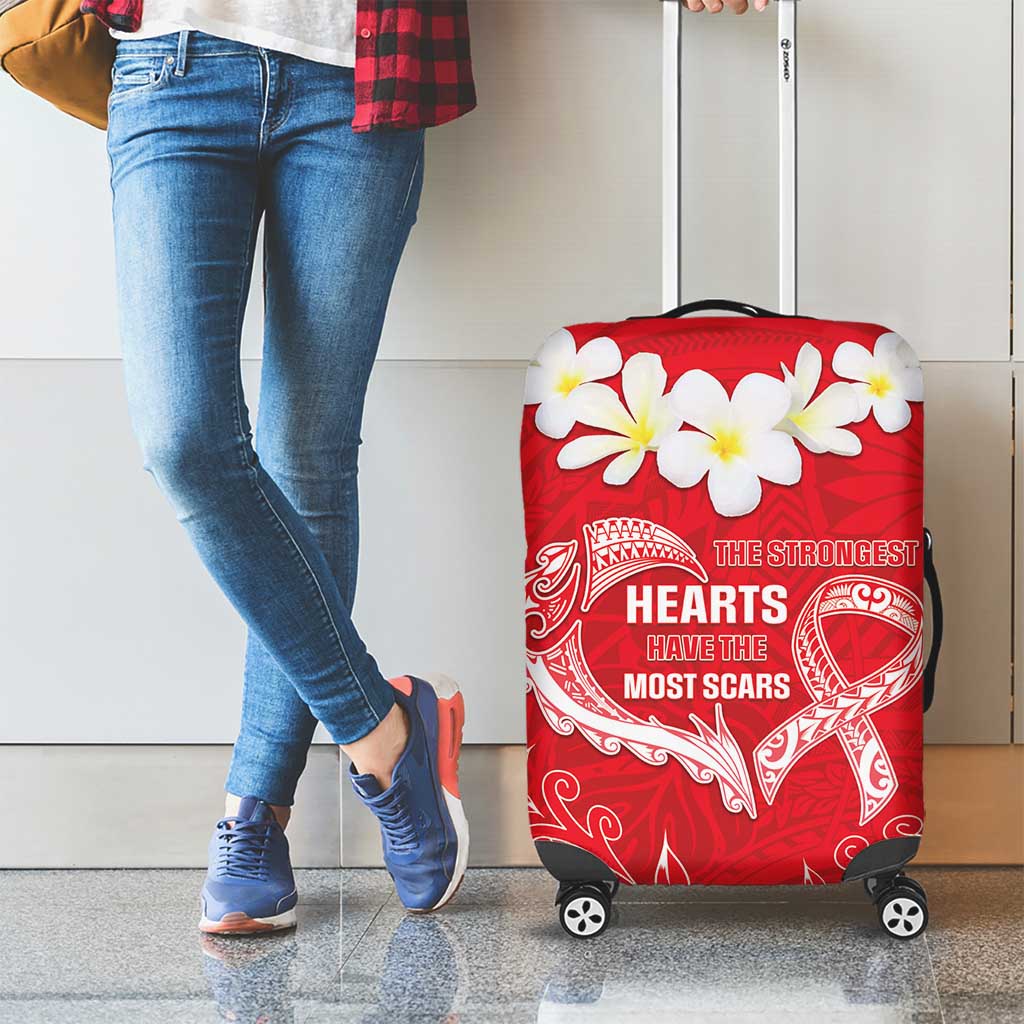 Heart Health Awareness Luggage Cover Polynesian Red Ribbon