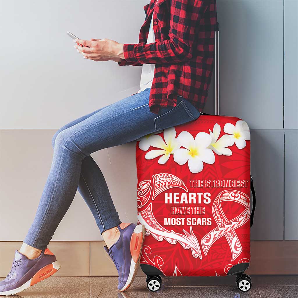 Heart Health Awareness Luggage Cover Polynesian Red Ribbon