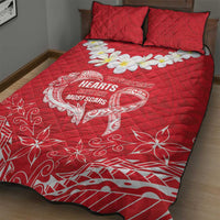 Heart Health Awareness Quilt Bed Set Polynesian Red Ribbon