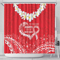 Heart Health Awareness Shower Curtain Polynesian Red Ribbon