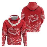 Heart Health Awareness Zip Hoodie Polynesian Red Ribbon