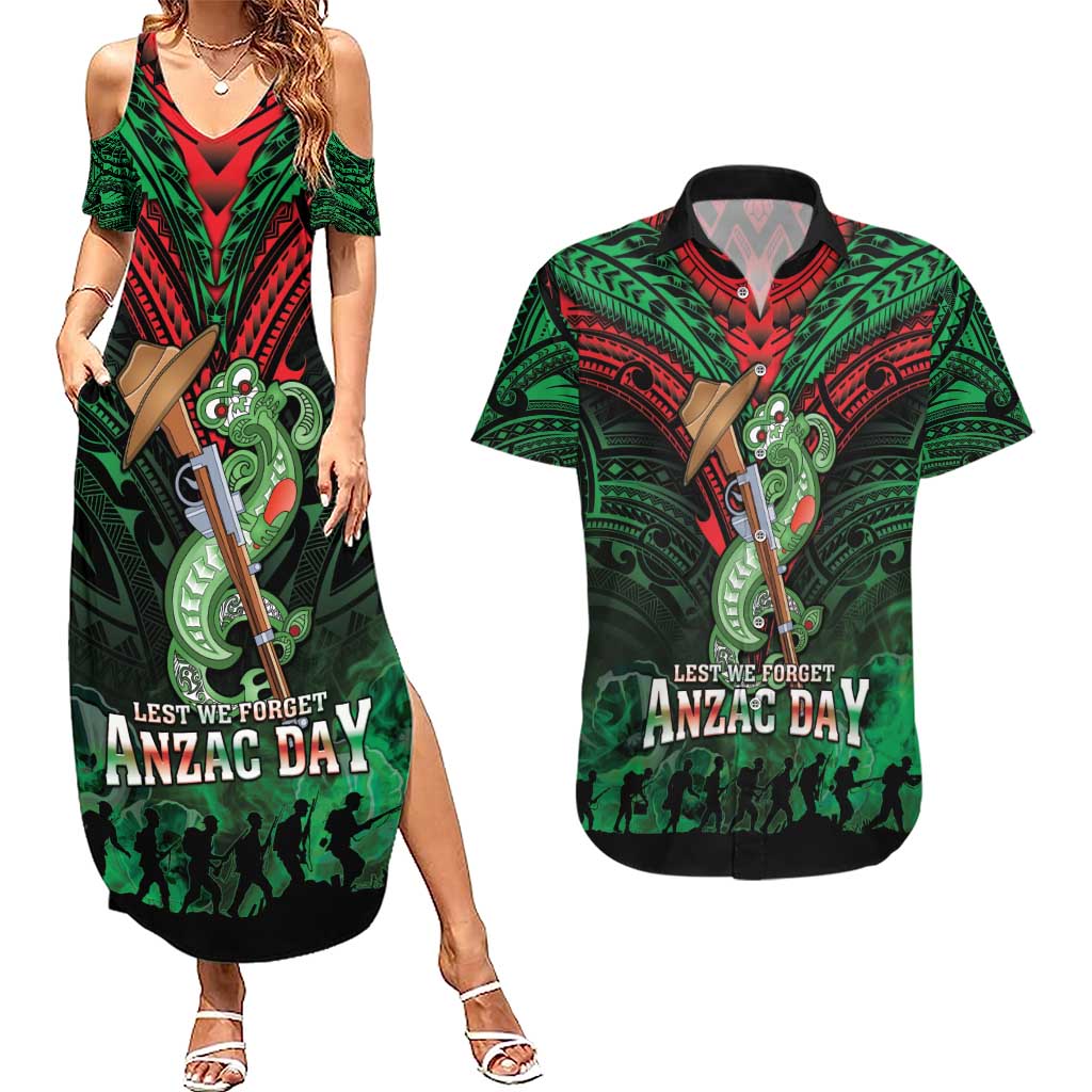 New Zealand ANZAC Day Couples Matching Summer Maxi Dress and Hawaiian Shirt Aotearoa Hei Tiki
