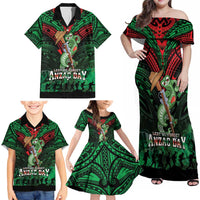 New Zealand ANZAC Day Family Matching Off Shoulder Maxi Dress and Hawaiian Shirt Aotearoa Hei Tiki