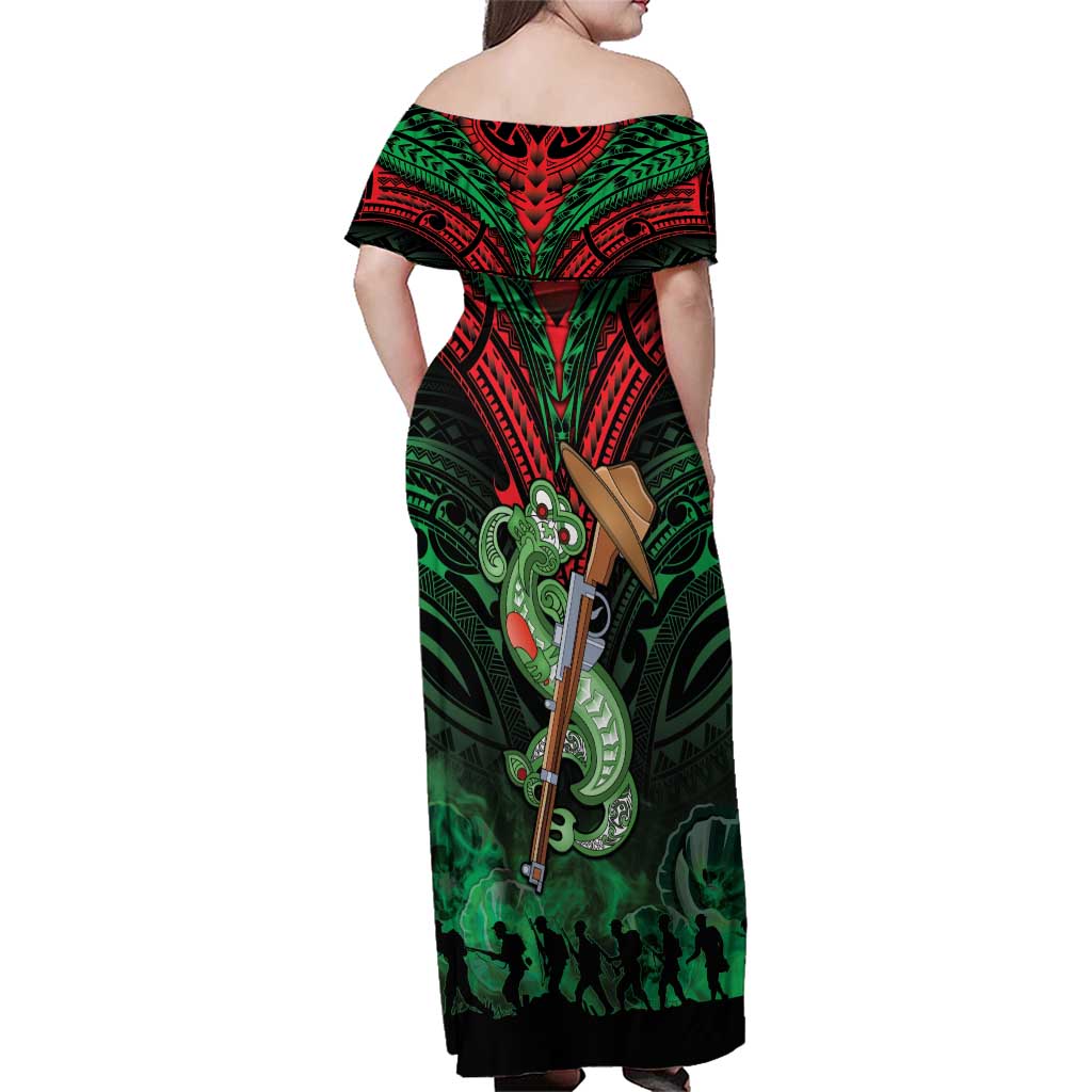 New Zealand ANZAC Day Family Matching Off Shoulder Maxi Dress and Hawaiian Shirt Aotearoa Hei Tiki