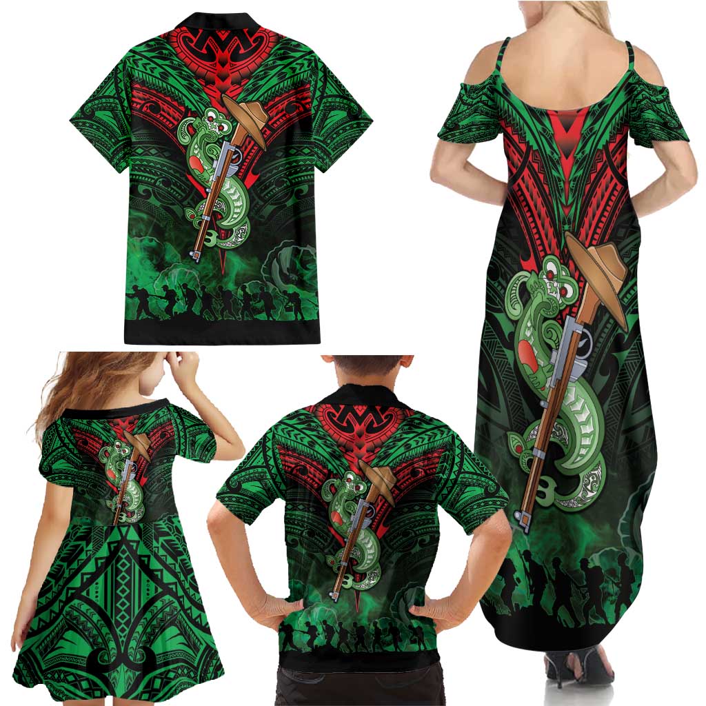New Zealand ANZAC Day Family Matching Summer Maxi Dress and Hawaiian Shirt Aotearoa Hei Tiki