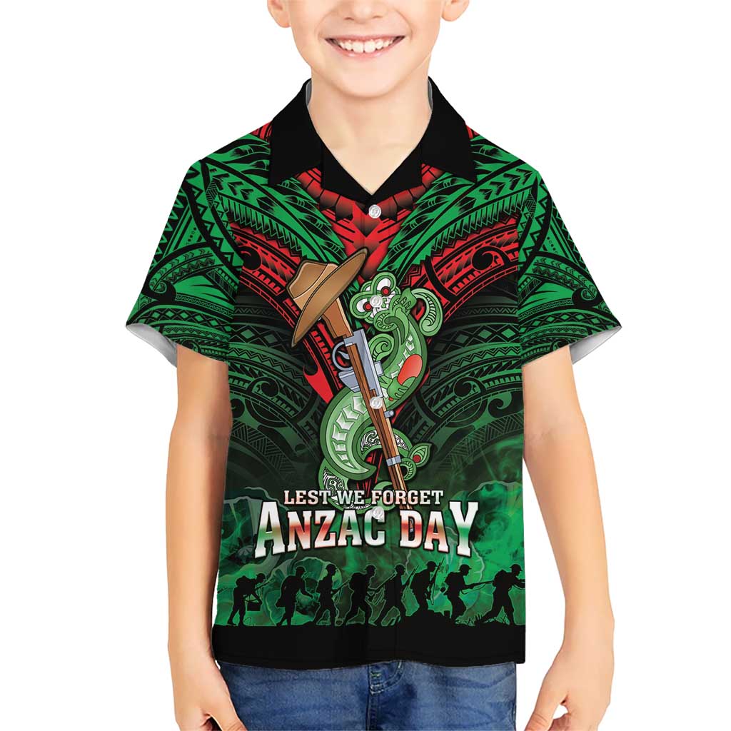New Zealand ANZAC Day Kid Hawaiian Shirt Aotearoa Hei Tiki