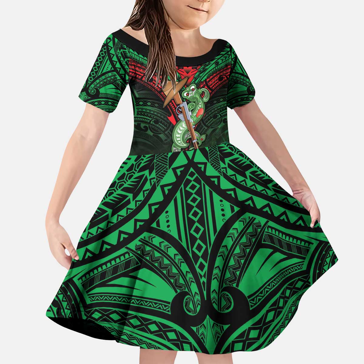 New Zealand ANZAC Day Kid Short Sleeve Dress Aotearoa Hei Tiki