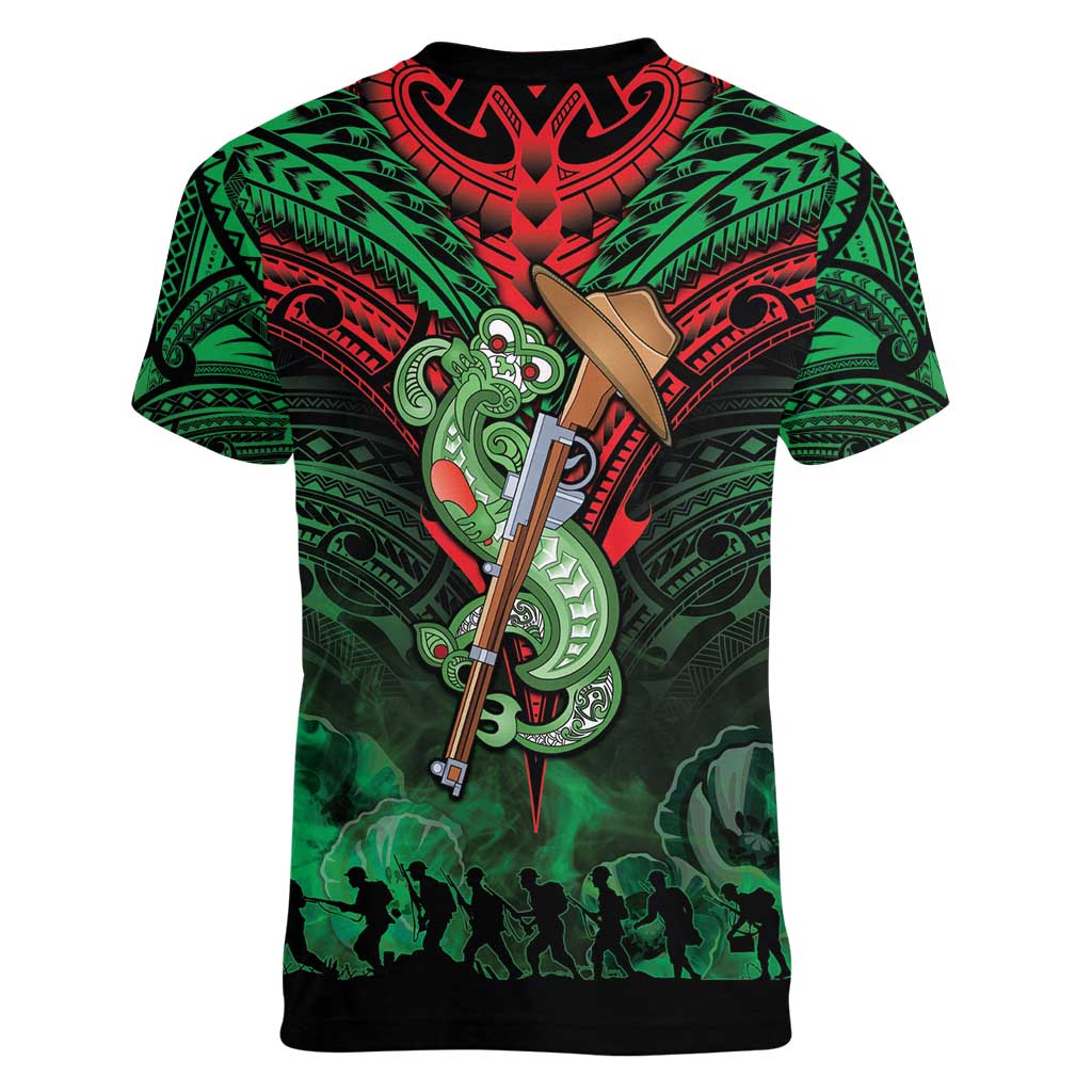 New Zealand ANZAC Day Women V-Neck T-Shirt Aotearoa Hei Tiki