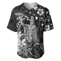 Hawaii King Kamehameha Day Baseball Jersey Polynesian Pattern Mix Hibiscus Black