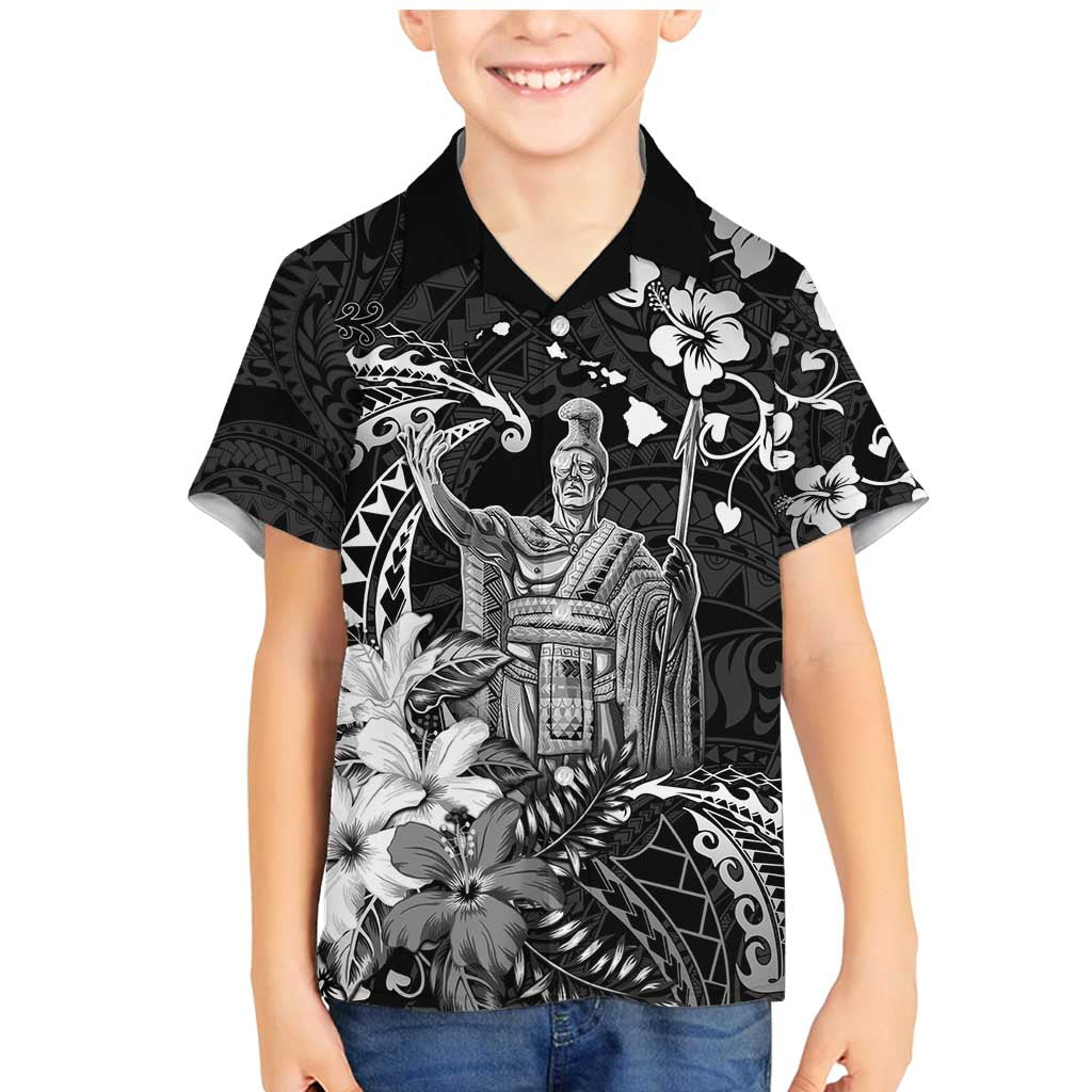 Hawaii King Kamehameha Day Family Matching Mermaid Dress and Hawaiian Shirt Polynesian Pattern Mix Hibiscus Black