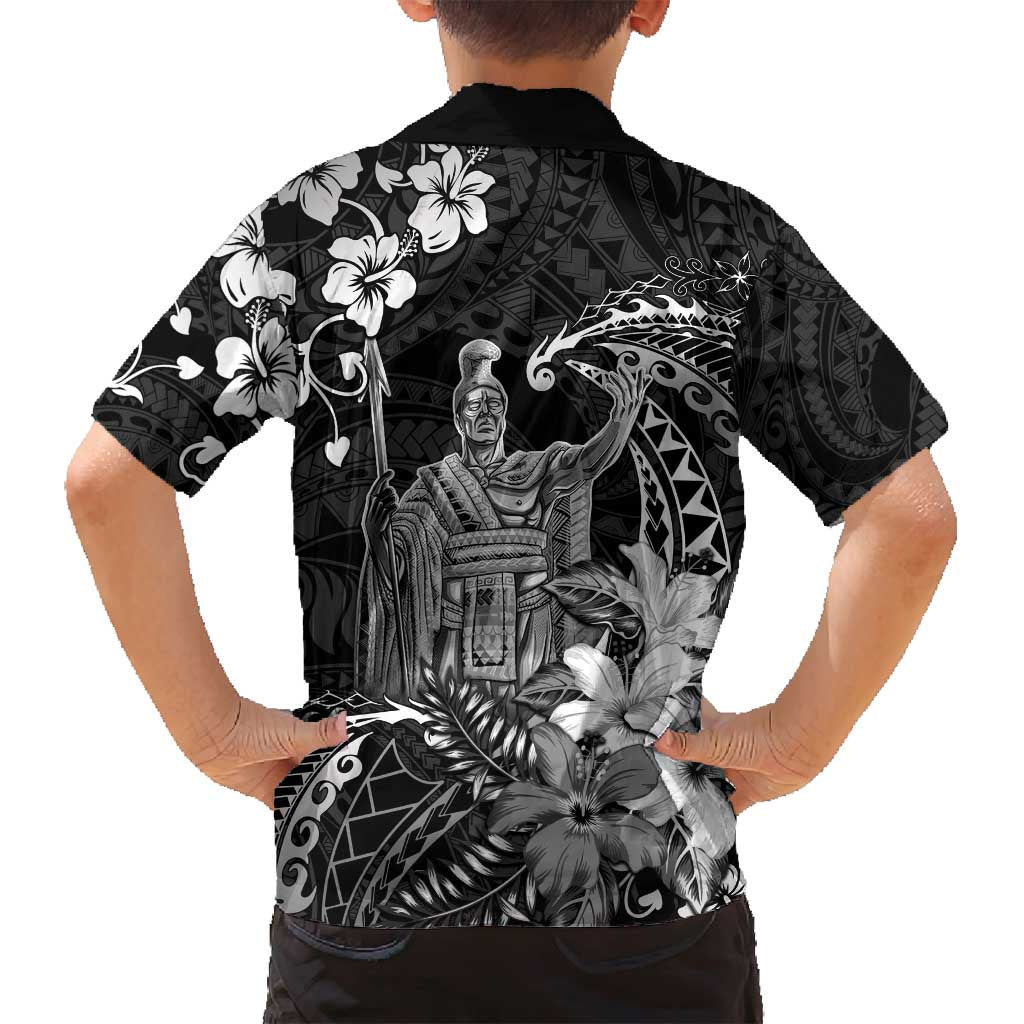 Hawaii King Kamehameha Day Family Matching Summer Maxi Dress and Hawaiian Shirt Polynesian Pattern Mix Hibiscus Black