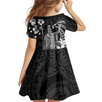 Hawaii King Kamehameha Day Family Matching Summer Maxi Dress and Hawaiian Shirt Polynesian Pattern Mix Hibiscus Black