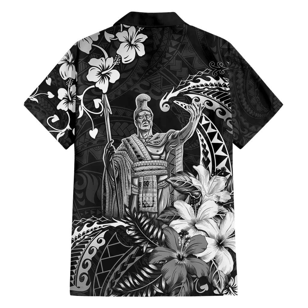 Hawaii King Kamehameha Day Family Matching Tank Maxi Dress and Hawaiian Shirt Polynesian Pattern Mix Hibiscus Black