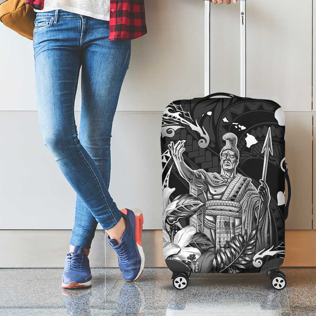 Hawaii King Kamehameha Day Luggage Cover Polynesian Pattern Mix Hibiscus Black LT05 - Polynesian Pride