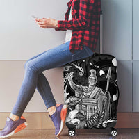 Hawaii King Kamehameha Day Luggage Cover Polynesian Pattern Mix Hibiscus Black LT05 - Polynesian Pride