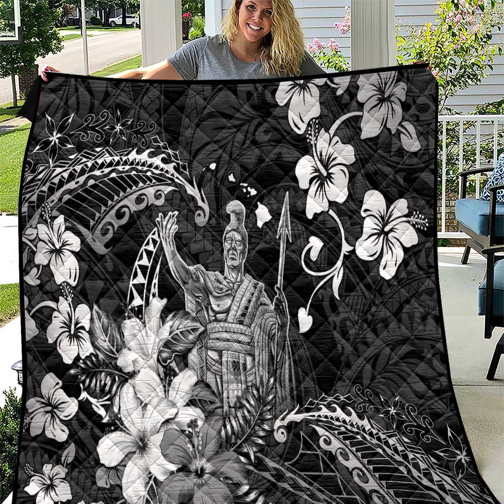 Hawaii King Kamehameha Day Quilt Polynesian Pattern Mix Hibiscus Black