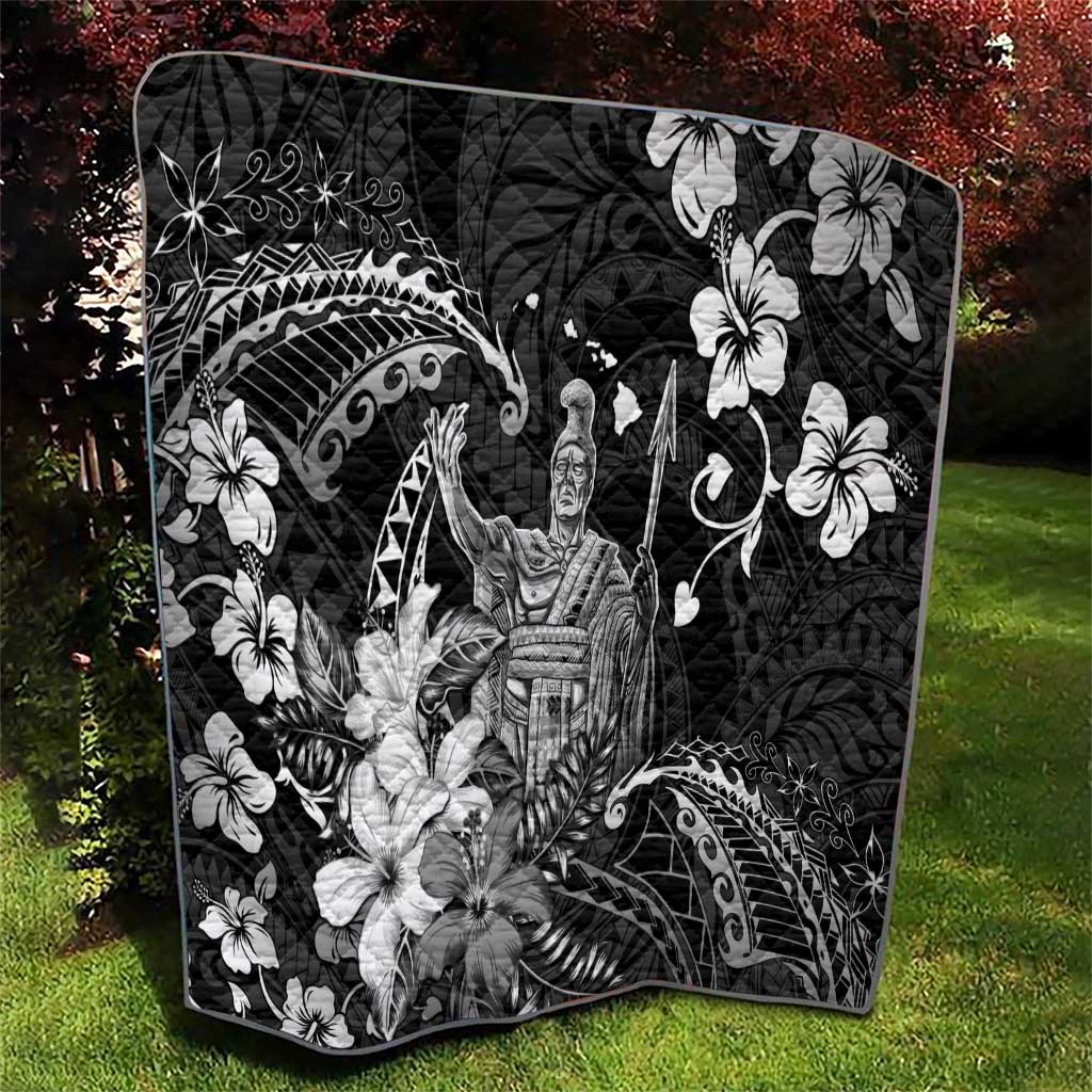 Hawaii King Kamehameha Day Quilt Polynesian Pattern Mix Hibiscus Black