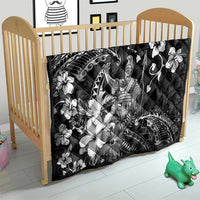 Hawaii King Kamehameha Day Quilt Polynesian Pattern Mix Hibiscus Black