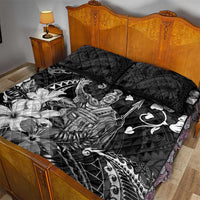 Hawaii King Kamehameha Day Quilt Bed Set Polynesian Pattern Mix Hibiscus Black