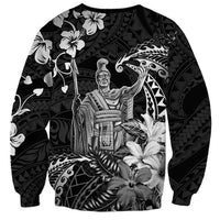 Hawaii King Kamehameha Day Sweatshirt Polynesian Pattern Mix Hibiscus Black