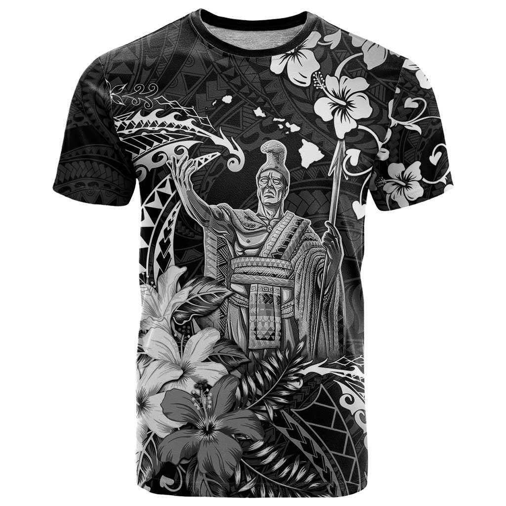 Hawaii King Kamehameha Day T Shirt Polynesian Pattern Mix Hibiscus Black