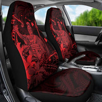 Hawaii King Kamehameha Day Car Seat Cover Polynesian Pattern Mix Hibiscus Red