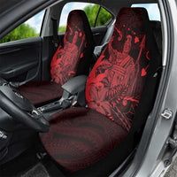 Hawaii King Kamehameha Day Car Seat Cover Polynesian Pattern Mix Hibiscus Red