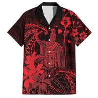 Hawaii King Kamehameha Day Family Matching Tank Maxi Dress and Hawaiian Shirt Polynesian Pattern Mix Hibiscus Red