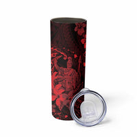 Hawaii King Kamehameha Day Skinny Tumbler Polynesian Pattern Mix Hibiscus Red