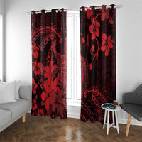 Hawaii King Kamehameha Day Window Curtain Polynesian Pattern Mix Hibiscus Red