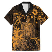 Hawaii King Kamehameha Day Family Matching Mermaid Dress and Hawaiian Shirt Polynesian Pattern Mix Hibiscus Gold