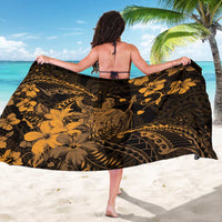 Hawaii King Kamehameha Day Sarong Polynesian Pattern Mix Hibiscus Gold
