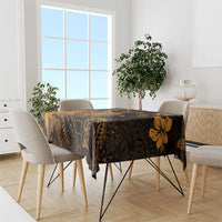 Hawaii King Kamehameha Day Tablecloth Polynesian Pattern Mix Hibiscus Gold