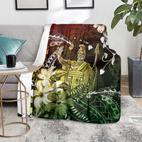 Hawaii King Kamehameha Day Blanket Polynesian Pattern Mix Hibiscus Reggae