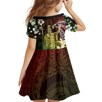 Hawaii King Kamehameha Day Family Matching Off Shoulder Maxi Dress and Hawaiian Shirt Polynesian Pattern Mix Hibiscus Reggae