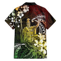 Hawaii King Kamehameha Day Family Matching Summer Maxi Dress and Hawaiian Shirt Polynesian Pattern Mix Hibiscus Reggae