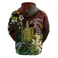 Hawaii King Kamehameha Day Hoodie Polynesian Pattern Mix Hibiscus Reggae