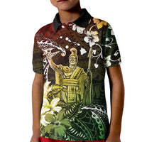 Hawaii King Kamehameha Day Kid Polo Shirt Polynesian Pattern Mix Hibiscus Reggae LT05 Kid Reggae - Polynesian Pride