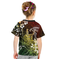 Hawaii King Kamehameha Day Kid T Shirt Polynesian Pattern Mix Hibiscus Reggae
