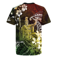 Hawaii King Kamehameha Day Rugby Jersey Polynesian Pattern Mix Hibiscus Reggae