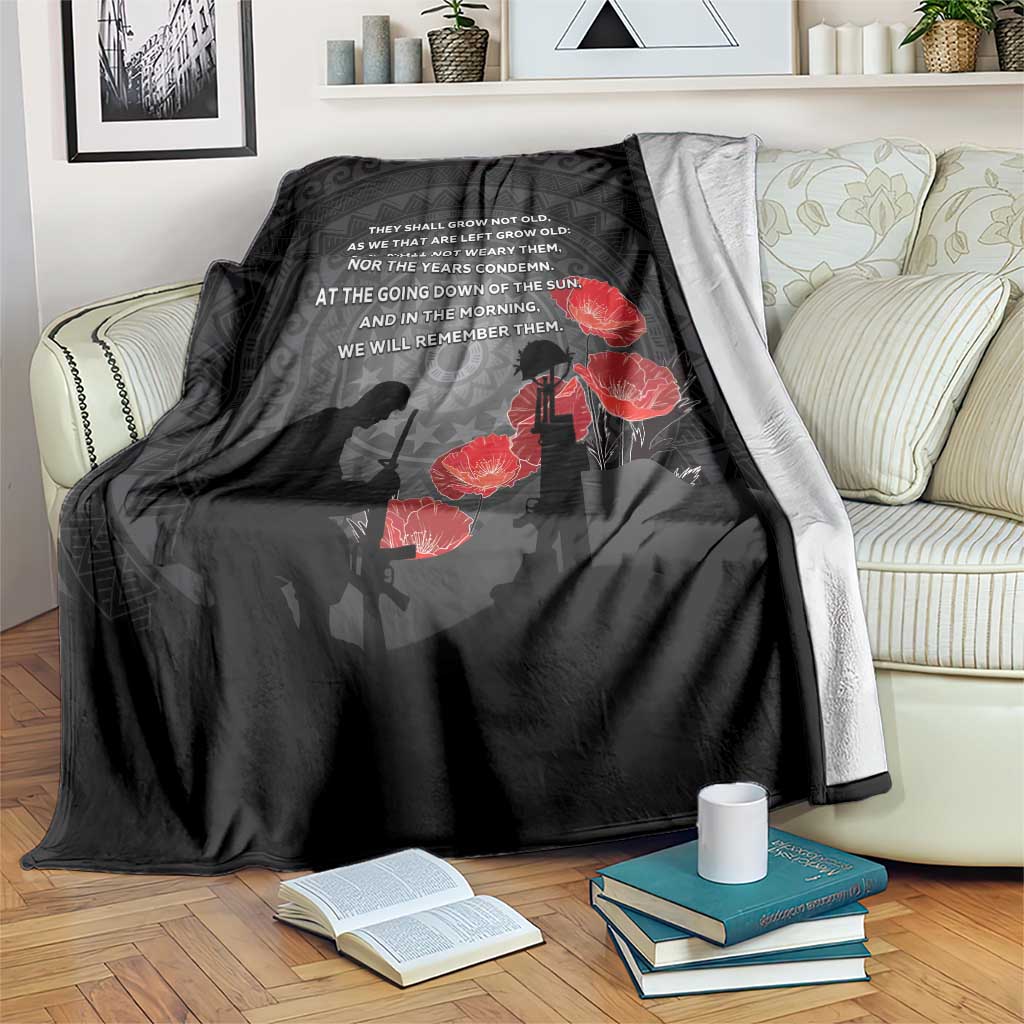 Cook Islands ANZAC Day Blanket Soldier Silhouette Remembrance
