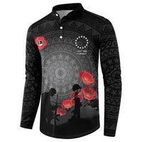 Cook Islands ANZAC Day Button Sweatshirt Soldier Silhouette Remembrance