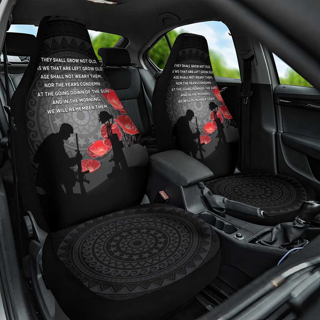 Cook Islands ANZAC Day Car Seat Cover Soldier Silhouette Remembrance LT05 One Size Black - Polynesian Pride