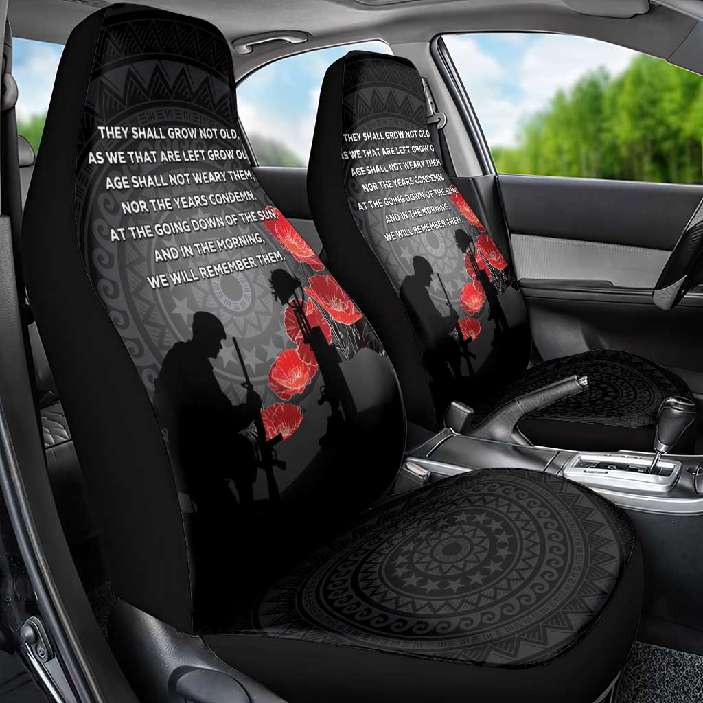Cook Islands ANZAC Day Car Seat Cover Soldier Silhouette Remembrance LT05 - Polynesian Pride
