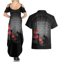Cook Islands ANZAC Day Couples Matching Summer Maxi Dress and Hawaiian Shirt Soldier Silhouette Remembrance