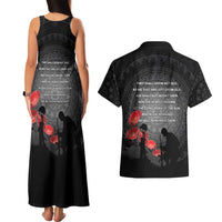 Cook Islands ANZAC Day Couples Matching Tank Maxi Dress and Hawaiian Shirt Soldier Silhouette Remembrance