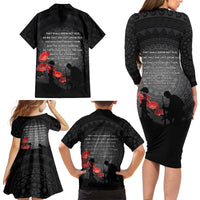 Cook Islands ANZAC Day Family Matching Long Sleeve Bodycon Dress and Hawaiian Shirt Soldier Silhouette Remembrance