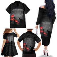 Cook Islands ANZAC Day Family Matching Off The Shoulder Long Sleeve Dress and Hawaiian Shirt Soldier Silhouette Remembrance