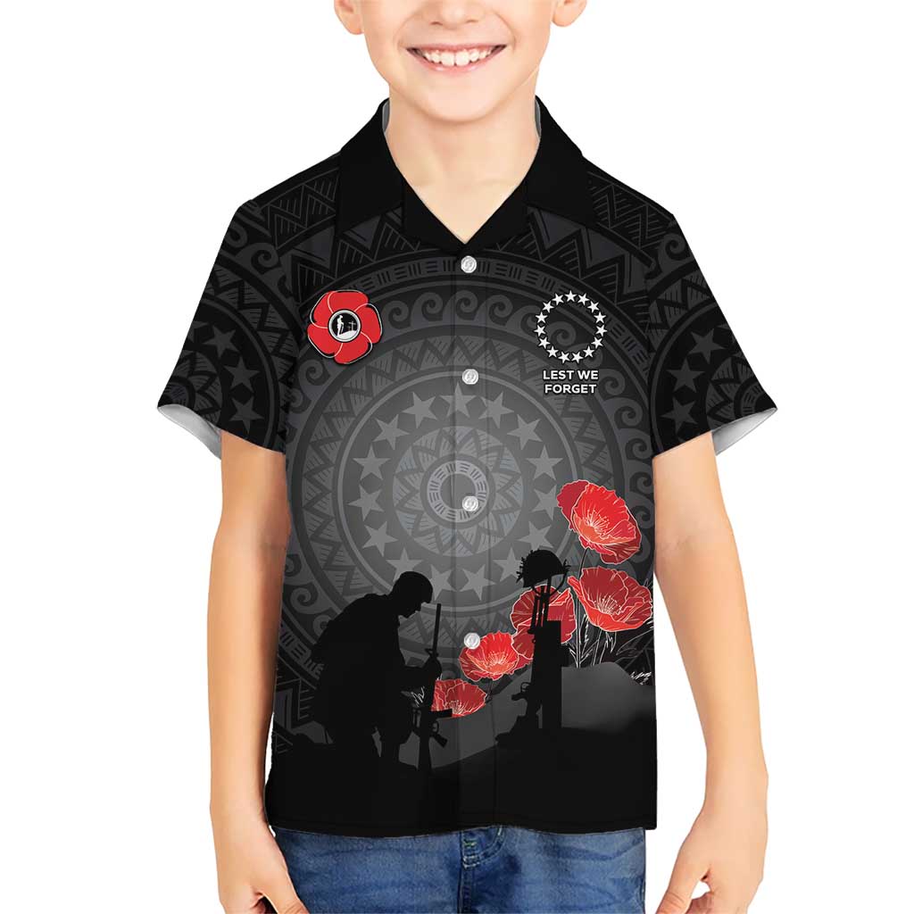 Cook Islands ANZAC Day Family Matching Puletasi and Hawaiian Shirt Soldier Silhouette Remembrance