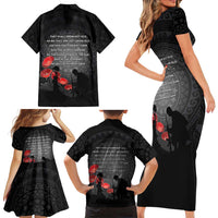 Cook Islands ANZAC Day Family Matching Short Sleeve Bodycon Dress and Hawaiian Shirt Soldier Silhouette Remembrance